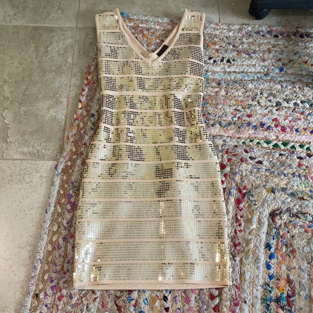 Gold sequins mini dress